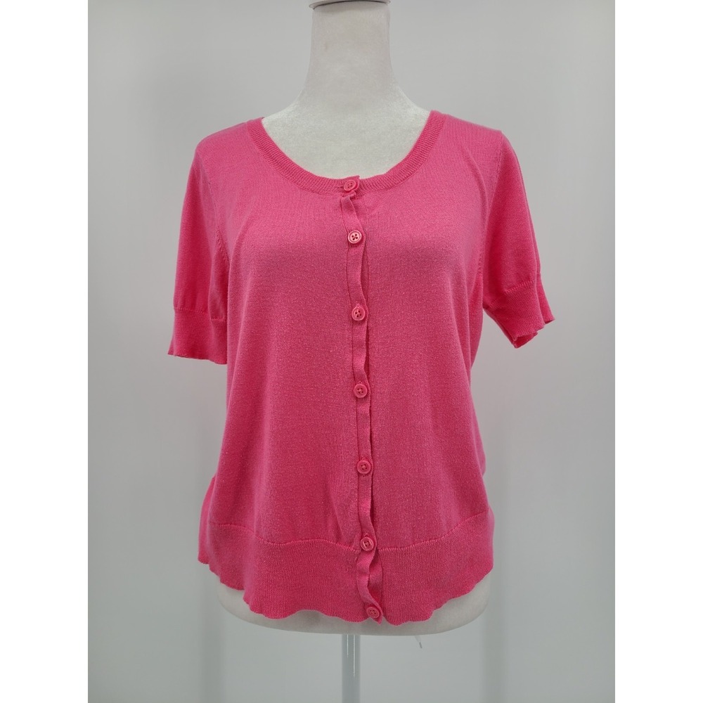 Y2K‎ Preppy Coquette Women Cardigan PL Petite Sweater Button Up Pink Academia